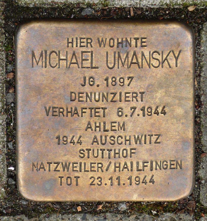 Stolperstein dedicated to Michael Umansky